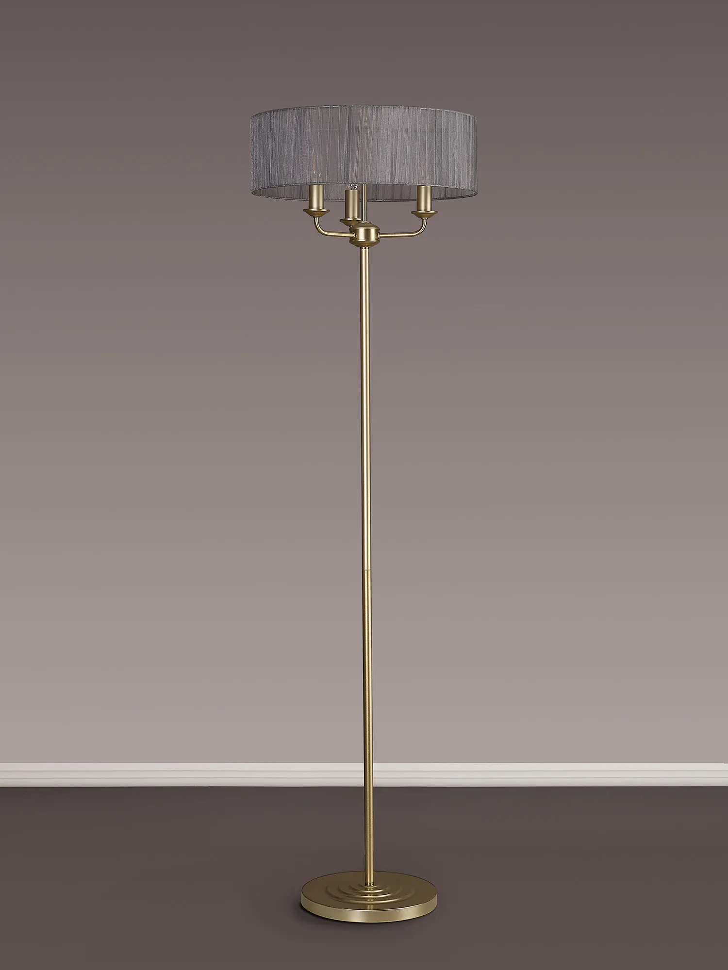 Banyan 45cm 3 Light Floor Lamp Champagne Gold, Grey DK0996  Deco Banyan CG GR